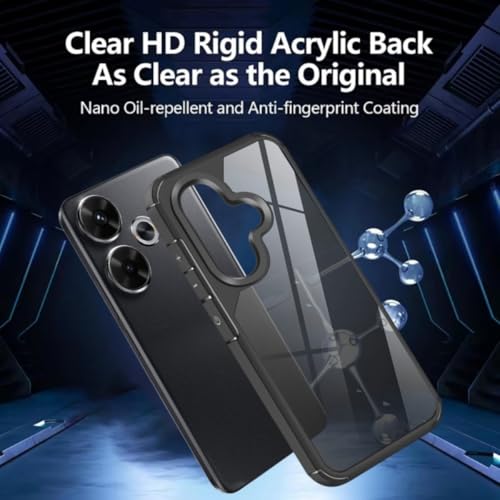 Image of SHINESTAR Ultra Slim Clear Back Cover for Redmi 13 5G, Transparent Hybrid Hard Shell Plastic & Soft Silicone Rubber Bumper, Non-Yellow Acrylic Protective Cover for Redmi 13 5G - Black
