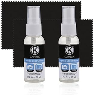 Camkix Lens and Screen Cleaning Kit - 2x cleaning spray, 2x microfiber cloth - Perfect to clean the lens of your DSLR or camera - Also great for your smartphone, tablet, notebook, etc.