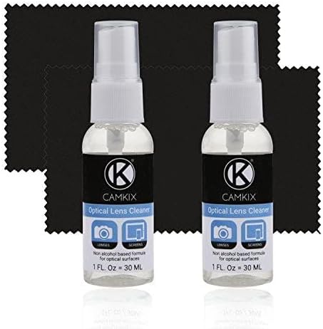 Camkix Lens and Screen Cleaning Kit - 2x cleaning spray, 2x microfiber cloth - Perfect to clean the lens of your DSLR or camera - Also great for your smartphone, tablet, notebook, etc.