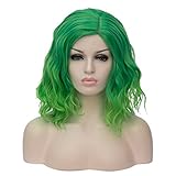 peluca verde corta 【Longitud de Peluca】: 14 pulgadas, textura rizada de onda corta, multicolor (Recordatorio amable: ligeramente la diferencia de color entre diferentes monitores)