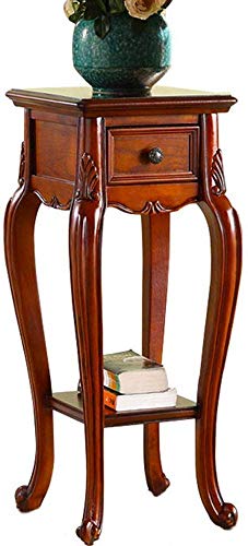 AtR American Basin Shelf Almacenamiento multifunción para Interiores Salón de Flores Hogar Mesa de Flores Marco de Plantas de Doble Capa Soporte de Flores de Madera (Color: Cereza)