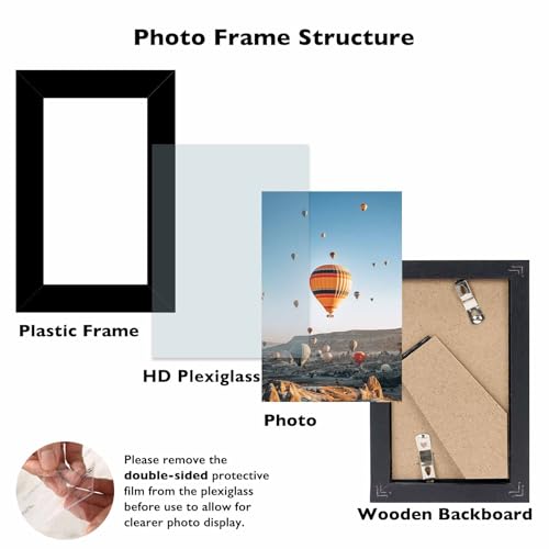 Image of JCJMY 3x5 Picture Frame Black for Tabletop, 3 x 5 Photo Frame with Shatter Resistant Plexiglass, Sturdy 3 by 5 Poster Frame, Black