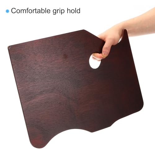 Paleta de pintura de madera PATIKIL 16"x12" rectangular marrón oscuro 5