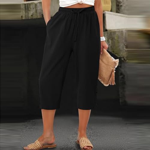 Pantalon femme en lin coton fluide de qualité supérieure coupe droite