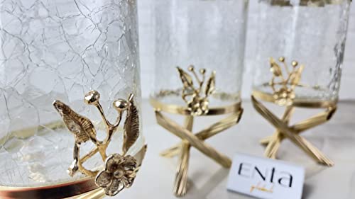 Gold Unique Glass Canister Set For Kitchen, Paper Towel Holder, Tea Sugar Coffee Canister, Cookie & Candy Jar… (Full Set) #TOP4