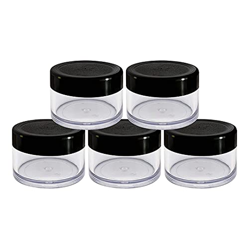 Image of Zenvista Meditech Acrylic Shan Transparent Cosmetics Container With Black Lid For Creams, Lip Balm, Body Butter, Diy, 15 G - Pack Of 5