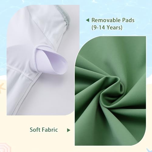 Image of Belovance Girls Swimsuits One Piece Bathing Suit Solid Color Block Tween Swimming Suit Beach Swimwear Quick Dry 5-14 Years
