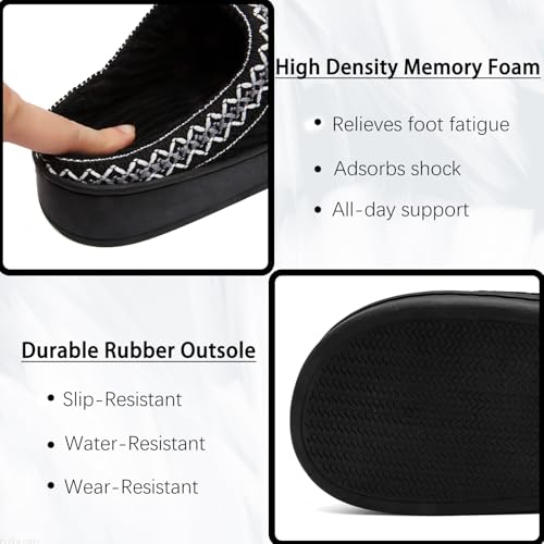 Image of Slippers for Women&Men with Memory Foam Corduroy Closed Toe House Shoes Ladies Winter Warm Comfy Bedroom Women's Slipper Indoor and Outdoor Slip-on Rubber Sole