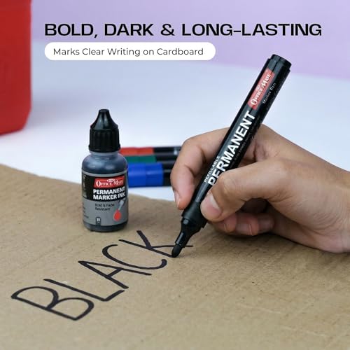 Image of Soni Officemate Permanent Marker Ink -15ml | Pack of 4 (Black)| Quick-Dry, Smudge-Free, Long-Lasting | Eco-Friendly