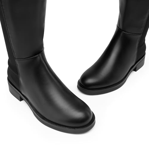 DREAM PAIRS Women's Knee High Boots, Comfortable Thigh High Daily Low Flat Heel Boots, SDOB2409W3