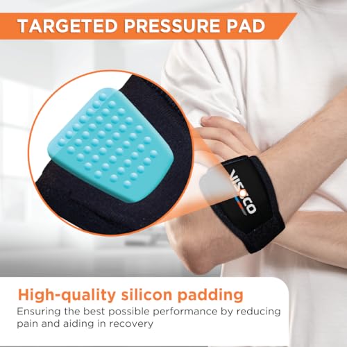 Vissco Tennis Elbow Support (Mild Support), Provides an Ideal Compression to the Strained Muscles of the Elbow (Black)