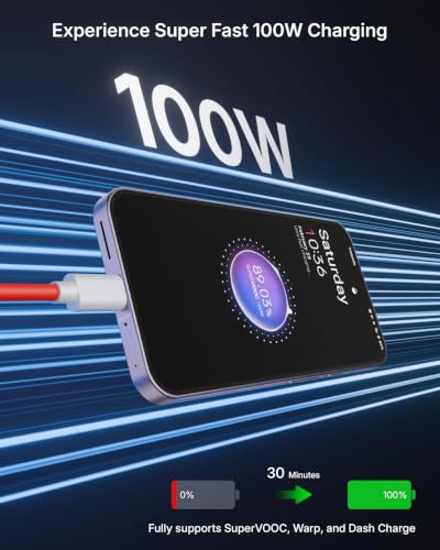 Image of FEDUS ZETTA-X2I 100W 1M USB-A to Type-C Charging Cable Original for OnePlus 15 /13 /12, Nord 4 /5 /6, Oppo Find X9 /X8 & Realme GT 7 /8 PRO, IQOO 15 /13 /12, SuperVOOC, Warp, Dart Fast Charger Wire 65W /80W