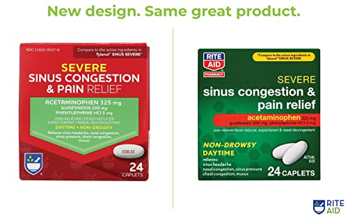 Rite Aid Daytime Severe Sinus Congestion & Pain Relief - Acetaminophen, 325 mg - 24 Caplets | Multi-Symptom Non-Drowsy | Relief | Cold and Flu | Cold & Sinus Medicine for Adults - Image 4
