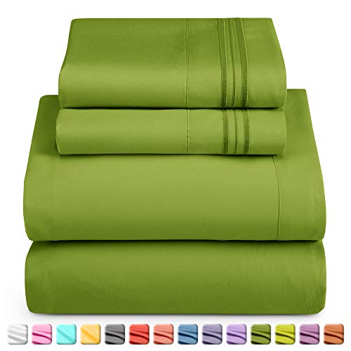 Image of Nestl Full XL Bed Sheet Set - Calla Green - 4-Piece Deep Pocket | Instantly Soft, Night-One Ready (No Wash Required). Fits 16-Inch Deep Pockets, 360-Degree Elastic Grip