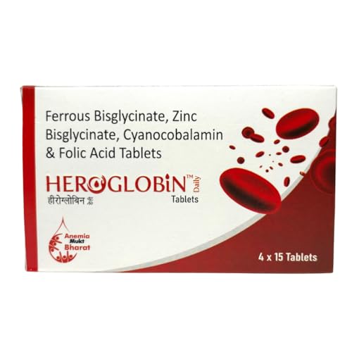 Image of Daily Ferrous Bisglycinate Zinc Bisglycinate Cyanocobalamin & Folic Acid Tablets | Iron Supplement for Anemia | Improves Hemoglobin levels and Fatigue (Pack of 4) - 60 Tablets