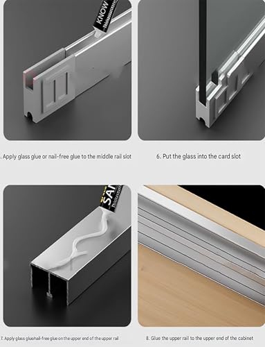 Riel de puerta corrediza de 5 mm guía doble de 130 cm para mueble 7