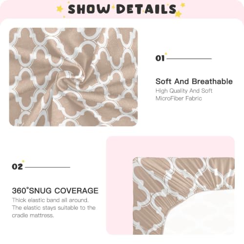 Image of Crib Sheet Breathable Soft Crib Mattress Sheet for Baby Toddler Boys Girls Fitted Crib Sheet Fit Standard Crib Mattress 52 x 28 Inch White Blush Pink Quatrefoil