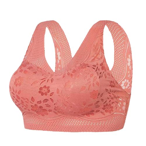 Sujetador de verano con cuello en V y seda de hielo sin costuras que se reúne sin anillos de acero, brasier de encaje, ropa interior de encaje, chaleco deportivo para mujer, brasier push up, naranja,