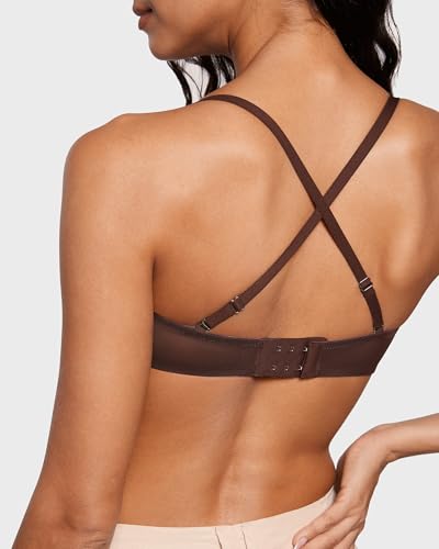 Image of INLYRIC Women's Sheer Strapless Bras Mesh Sexy Unlined Plus Size See Through Bra Underwire Demi Mesh Non Padded