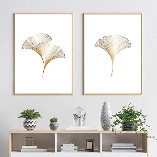 Affiches ginkgo or de qualite superieure impression sur toile 40x50cm decoration epuree