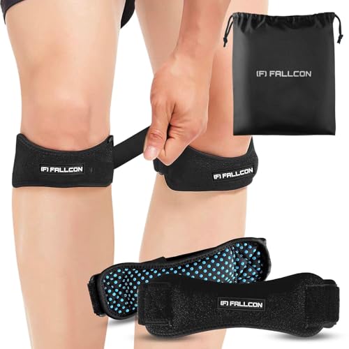 FALLCON F Rodilleras Menisco y Ligamento (2 PCS) - Rodillera Rotuliana Ajustable Deportiva Estabilizador de Articulaciones - Cinta Rotuliana Rodilla Diseño Mejorado(Incluye bolsa de almacenamiento)