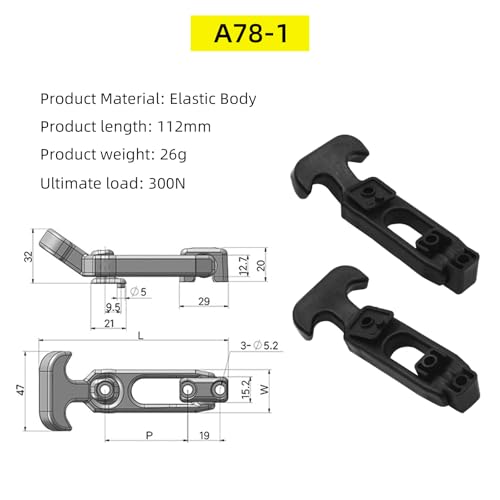 Image of 2PCS Flexible Rubber Hood Latch, Toolbox T-Handle Hasp Draw Latches, Catch Replacement for Farm Machinery, Golf Cart, Cooler, Engineering Machine Hood and Shock Absorption Buckle(Black)