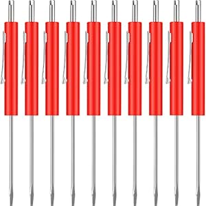 Zhehao 10 Pcs Pocket Screwdriver with Valve Core Removal Tools, Mini Screwdriver Set Small Dual Use Screwdriver Kit with Clip for Mechanics Electricians Electronic Technician Assembler（Red）