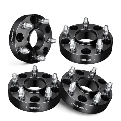 EVIL ENERGY 5x5.5 Wheel Spacers 1.5 inch Compatible with Ram 1500 2012-2018 5x139.7 mm Hubcentric with Lip 5 Lugs 77.8 mm Hub Bore M14x1.5 Studs Black