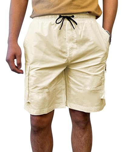 Image of Southpole Men's Quick Dry Water Resistant Cargo Shorts, Inseam 9", Cream, Large