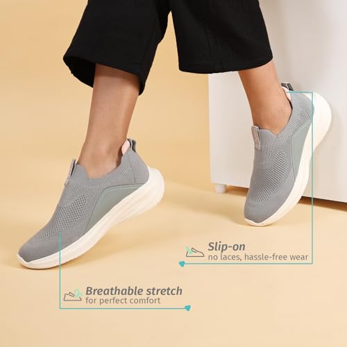 Image of YOHO Knitted Slip-Ons for Women |Lightweight, Stylish, Breathable Casual Loafer Shoes |Extra Soft Insole & Shock Absorbing for Walking Without Lace Ladies SOS-112