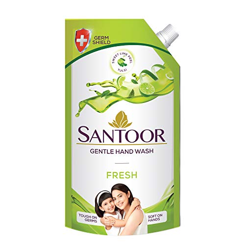 Image of Santoor Fresh Gentle Hand Wash, 750ml with Natural goodness of Sweet Lime Peel & Tulsi