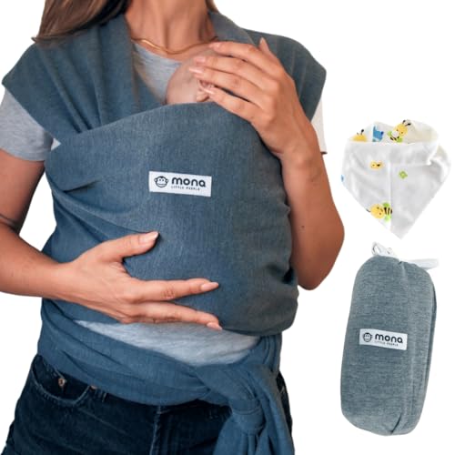 Fular Portabebé – Ergonómico, Fácil de Colocar, Algodón Suave y Transpirable – Porteo desde Recién Nacido o Prematuro y hasta 15 kg – Unisex, Talla Única + Bolsa + Babero. Mona Little People Fular Portabebé – Ergonómico, Fácil de Colocar, Algodón Suave y Transpirable – Porteo desde Recién Nacido o Prematuro y hasta 15 kg – Unisex, Talla Única + Bolsa + Babero. Mona Little People