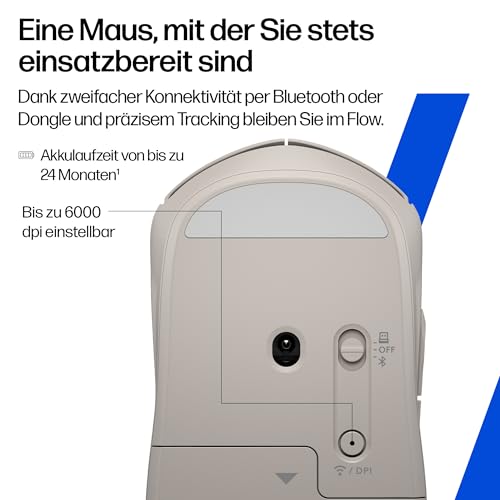 HP 400 Duale kabellose Maus, Bluetooth und USB, 2,4 GHz, 24 Monate Akku, leise Klicks, weiche Haptik, Blau – Ansicht 5