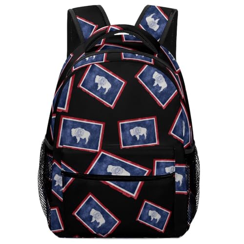 Vintage Wyoming Flag Backpack with Laptop Compartment