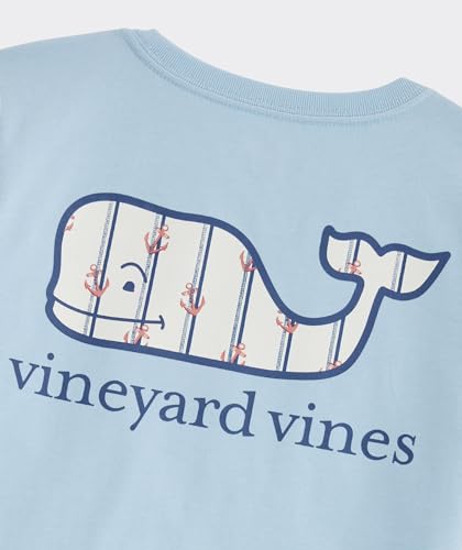 Image of vineyard vines Girls' Girls' Double Vine Stripe Anchors Whale Fill Short-Sleeve Pocket Tee