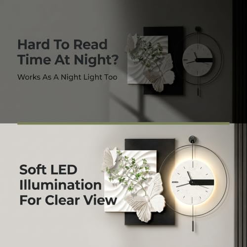 Horloge Murale Moderne Pendule Quartz Silencieuse LED à texture grès 3D - 4