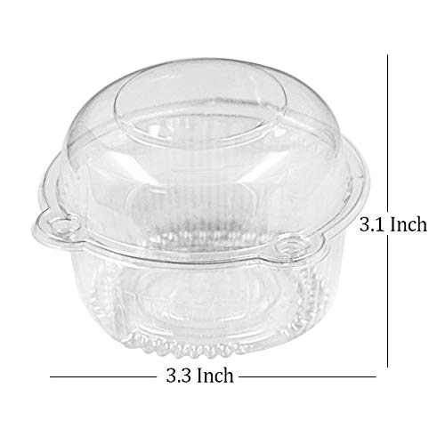 Happy Trees 50 Pack Plastic Single Individual Cupcake Muffin Dome Holders Cases Boxes Cups Pods - Thumbnail 4