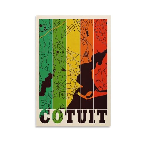 Cotuit Barnstable MA US Map Canvas Printing Wall Art Motivational Quote Prints Wall Decor Scandinavian Living Room Bedroom Office 24x36inch(60x90cm)