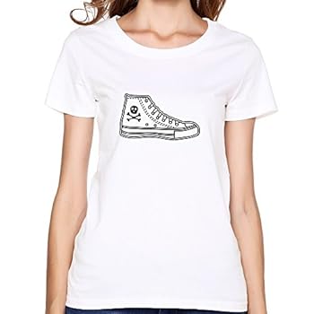 Apparel YYSZXC Women's Chucks Skull Shoes T Shirt Medium White Book
