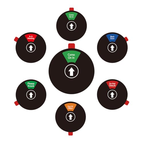 Beiyier 2 Pack Office Privacy Door Sign - Black 6 Inch Round Rotating Sign, 6 Options: Out Of Office, Do Not Disturb, Please Knock, Come On In, In A Meeting, Please Knock Conference