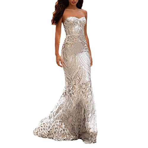 Robe sans manches à franges paillettes irrégulières robe longue de soirée