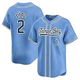 Custom Mens/Women/Youth Tampa Light Blue Yandy Díaz Baseball Stitched T-Shirt for Sports Fan