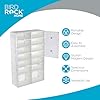 BIRDROCK HOME Shoe Rack for Closet Floor | 7 Tiers Freestanding Storage Cabinet w/ 12 Wide/Small Clear Storage & 2 Large Cubes with Doors, Foldable Shoe Box for Boots, Heels, Sneakers, Loafers | White - Image 5
