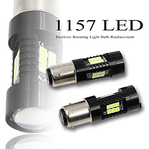 Nslumo Xenon White Led Drl Bulbs Replacement For 2015-2018 J-Eep Renegade Led Daytime Running Lights, 21-Smd 1200Lm 6000K 3030Smd 1157 Bay15D Drl Led Bulbs Polarity Free #TOP2