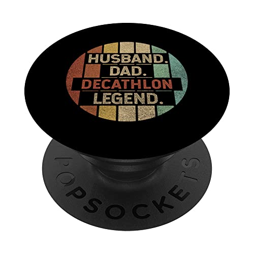 Husband Dad Decathlon Legend Vintage PopSockets Swappable PopGrip, Black