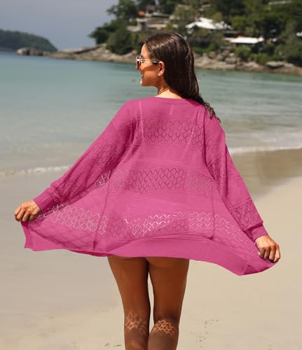 Image of GRECERELLE Lightweight Cardigan Sweaters for Women Crochet Knit Open Front Long Sleeve Loose Casual Boho Summer Beach Coverup