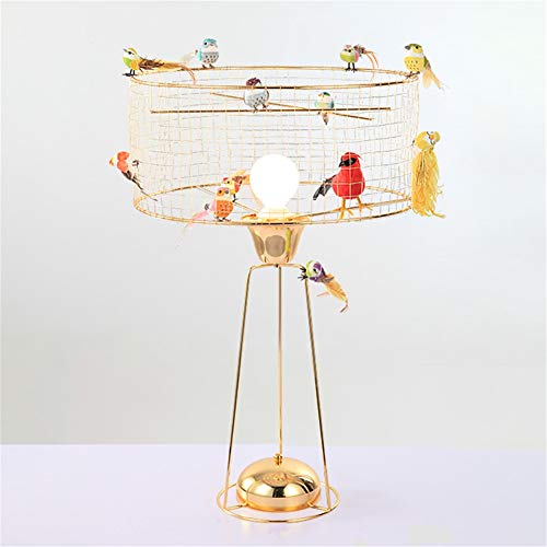 Desk Lamp E27 Light Modern Simple Living Room Bedroom Modern Bedside Lamp Plating Wrought Iron Creative Gold Wire Birdcage Table Lamp with Button Switch (Including 12 Birds Decoration) steampunk buy now online Desk Lamp E27 Light Modern Simple Living Room Bedroom Modern Bedside Lamp Plating Wrought Iron Creative Gold Wire Birdcage Table Lamp with Button Switch (Including 12 Birds Decoration) steampunk buy now online