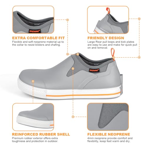 Showave Men's Deck Boots Rain Boots Waterproof Slip-on Low Cut Shoes, Non-Slip Rubber Boots, Lightweight Shoes Outdoor for Walk, Mud, Fishing, Gardening & Farming2