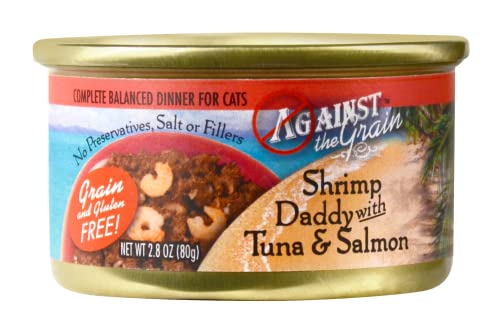 Against The Grain Shrimp Daddy with Tuna & Salmon Dinner for Cats - 24, 2.8 oz Cans