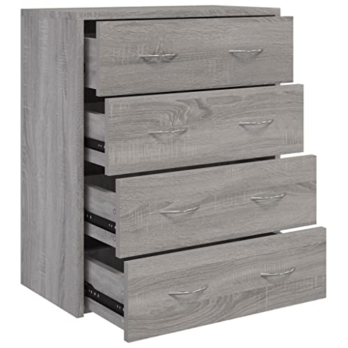 vidaXL Kommode mit 4 Schubladen Schubladenschrank Sideboard Schrank Mehrzweckschrank Aufbewahrungsschrank Beistellschrank 60x30,5x71cm Grau Sonoma